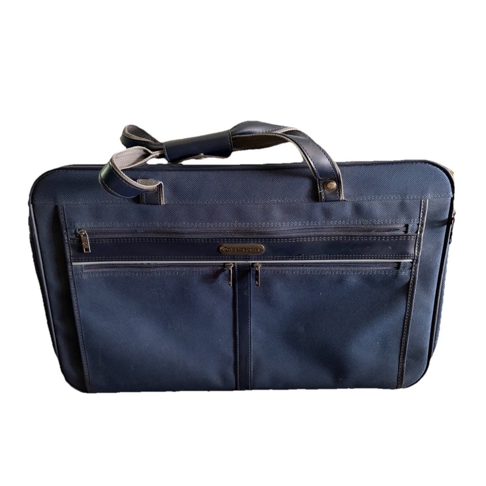 1990s Samsonite Blue soft-sided bi-fold garment travel bag‎ 23" X 15"x 5.5"